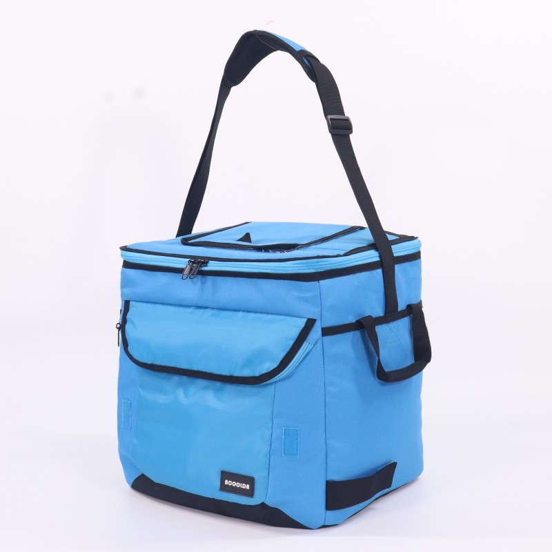 foldable cooler bag, square insulated bag, multi-pocket lunch tote, leak-proof delivery bag, collapsible thermal bag, custom cooler bag, B2B thermal tote, branded food delivery bag