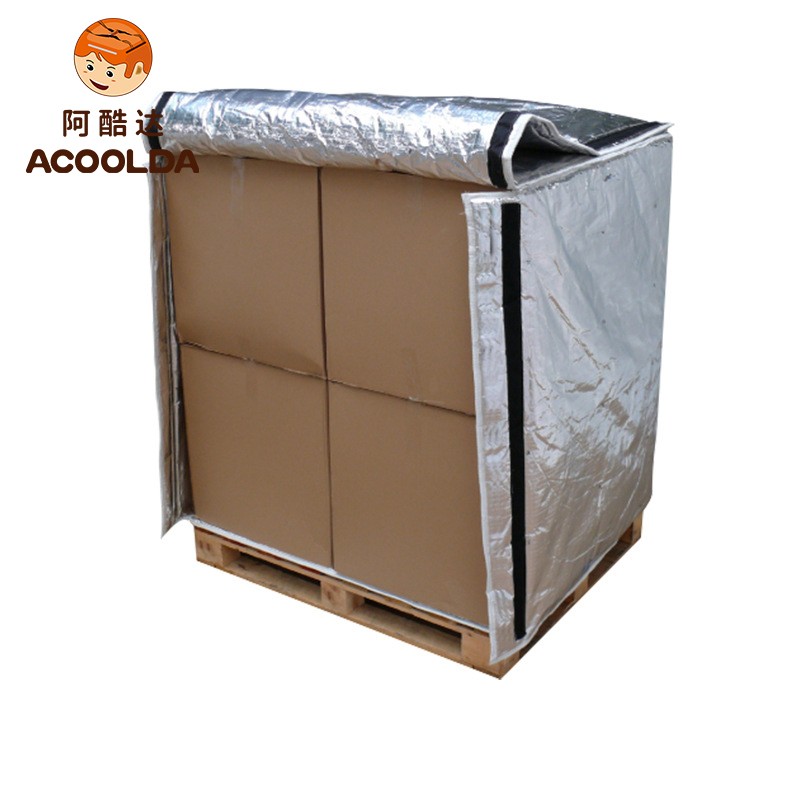 aluminum foil pallet cover, insulated pallet cover, thermal pallet wrap, cold chain pallet insulation, Velcro pallet cover, reusable pallet thermal cover, custom pallet cover, B2B insulated covers, bulk pallet covers, pallet thermal protector
