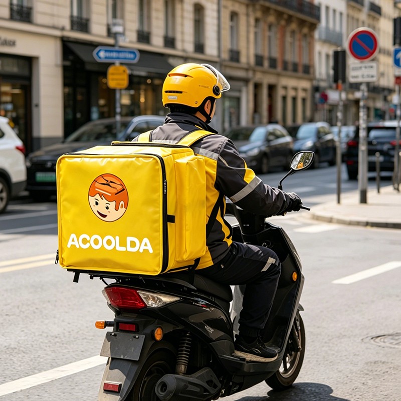 60L insulated food delivery backpack, yellow food delivery backpack, insulated takeaway backpack, custom delivery backpack, thermal food delivery bag, reflective delivery backpack, aluminum foil delivery backpack, food courier backpack, restaurant de